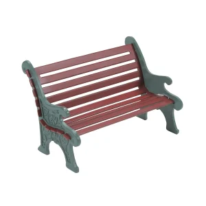 Red Wrought Iron Park Bench<Department 56 Sale